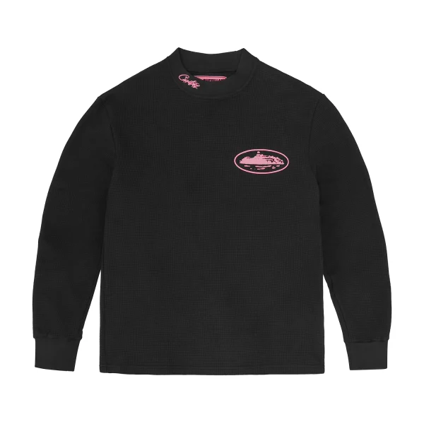 ALCATRAZ WAFFLE LONGSLEEVE [BLACK AND PINK]