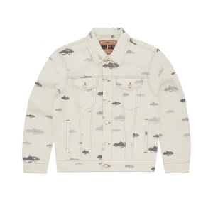 ALCATRAZ PATTERN DENIM JACKET [WHITE]