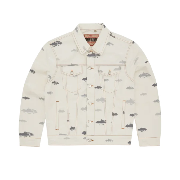 ALCATRAZ PATTERN DENIM JACKET [WHITE]