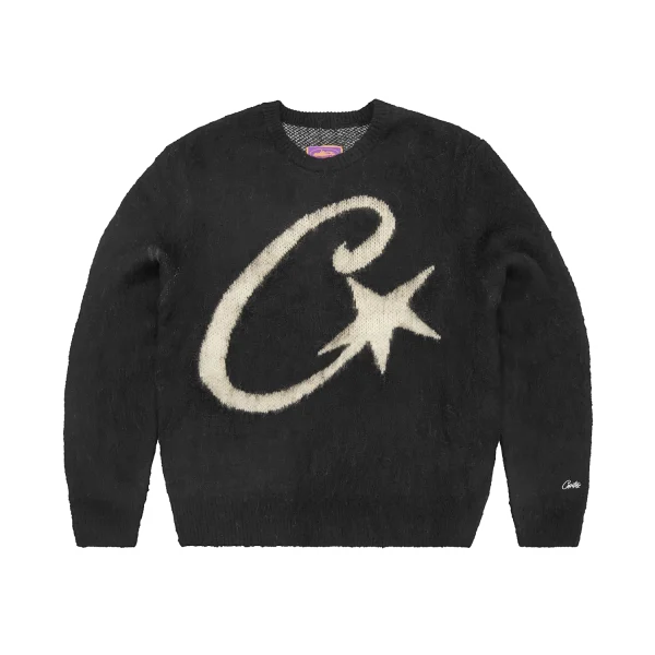 C STAR MOHAIR KNIT SWEATER [BLACK]