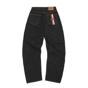 DUAL STRIPE BAGGY JEANS [WASHED BLACK]