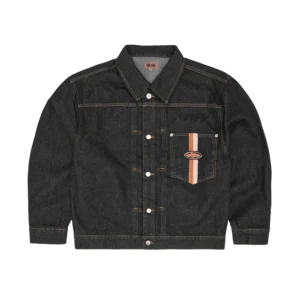 DUAL STRIPE DENIM JACKET [WASHED BLACK]
